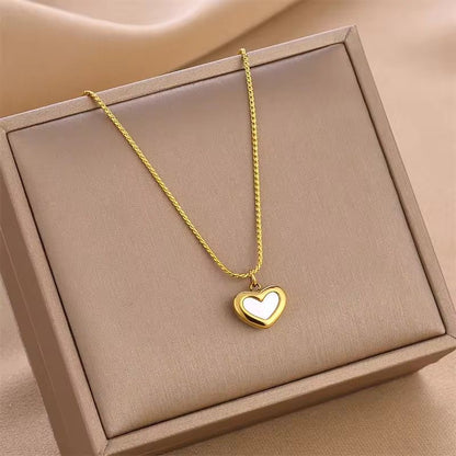 SJ 577 opal heart modern necklace - 18k Gold PVD plated stainless steel - Anti tarnish