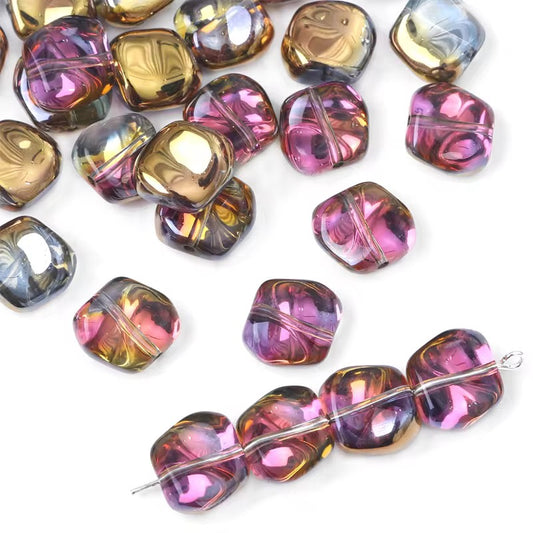 BBB 355 (f) Multi tone Irregular Iridescent glass bead ( 1 pc ) Lampwork Bead