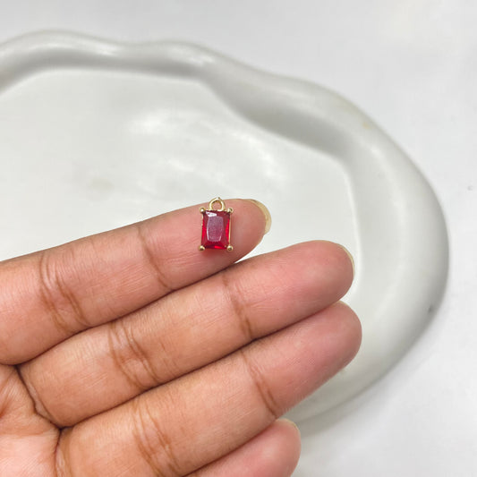 BBB 157 (C) Red 12mm Rectangle CZ gold plated charm anti tarnish (1PC)
