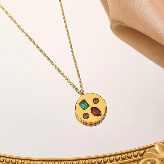 NSJ23B Different shapes Zircon Modern Necklace - 18k Gold PVD plated 316 stainless steel - Anti tarnish
