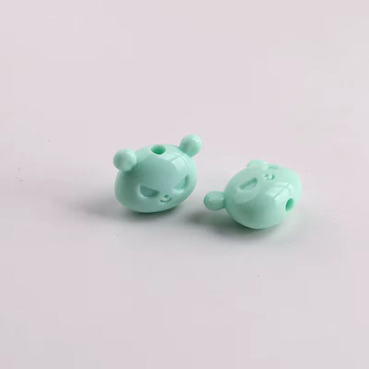BBB 263 (b) Green Cartoon Bear Head Bead ( 1 pc ) Solid Acrylic ( 18 mm )