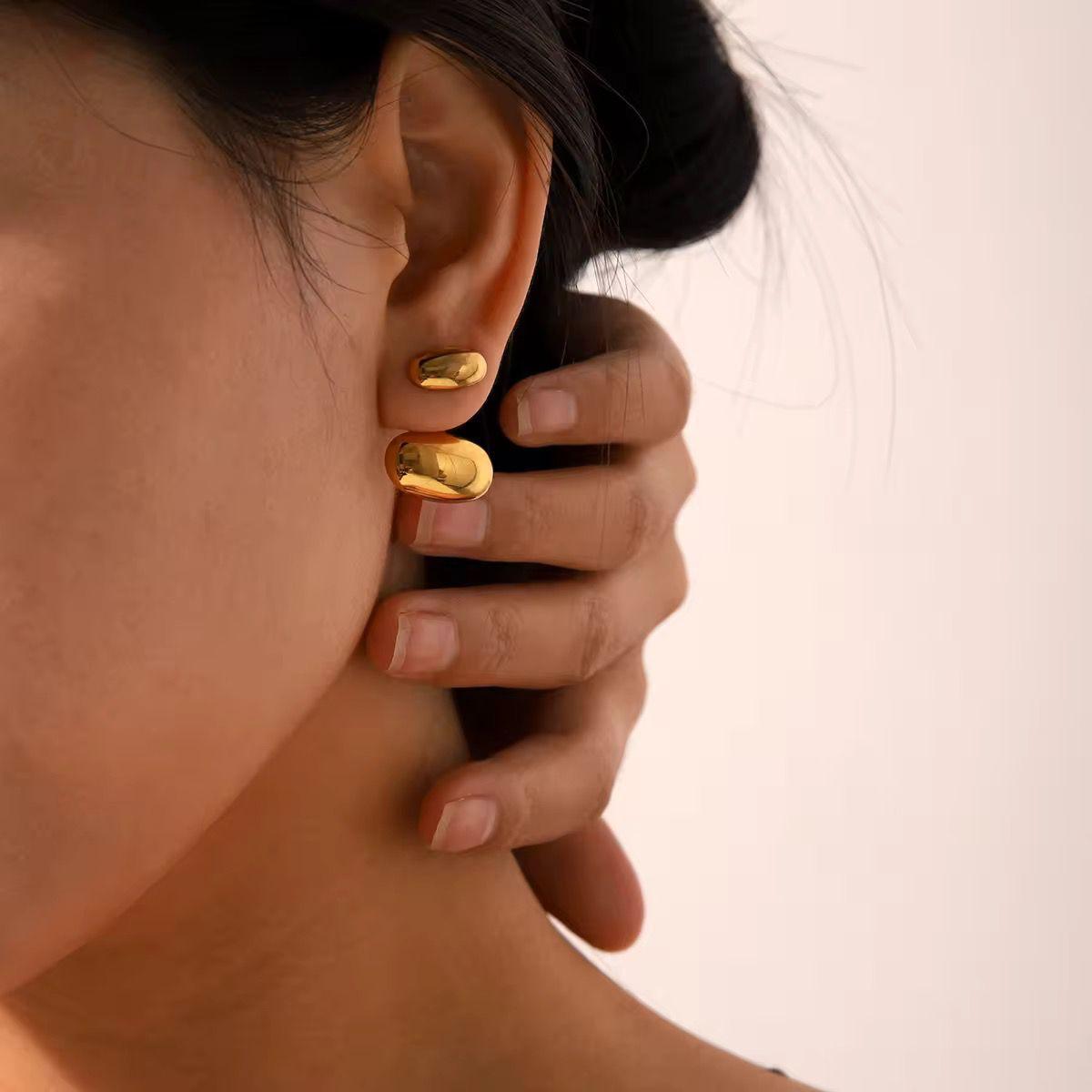 ESJ26G Textured round earring  - 18K GOLD PVD plated