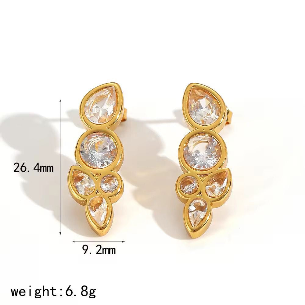 SJ 1132 Zircon studs  - 18k Gold PVD plated stainless steel - Anti tarnish