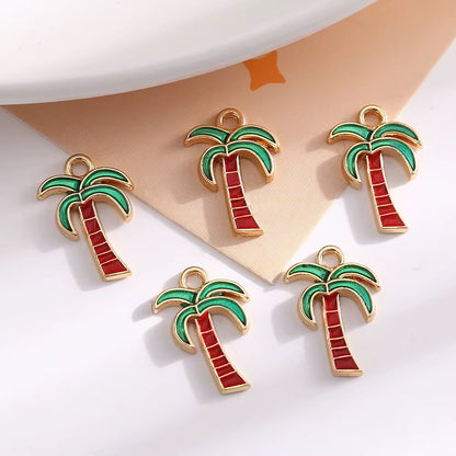 SS 1078 Coconut Tree enamel charm ( 1 pc ) High quality shine
