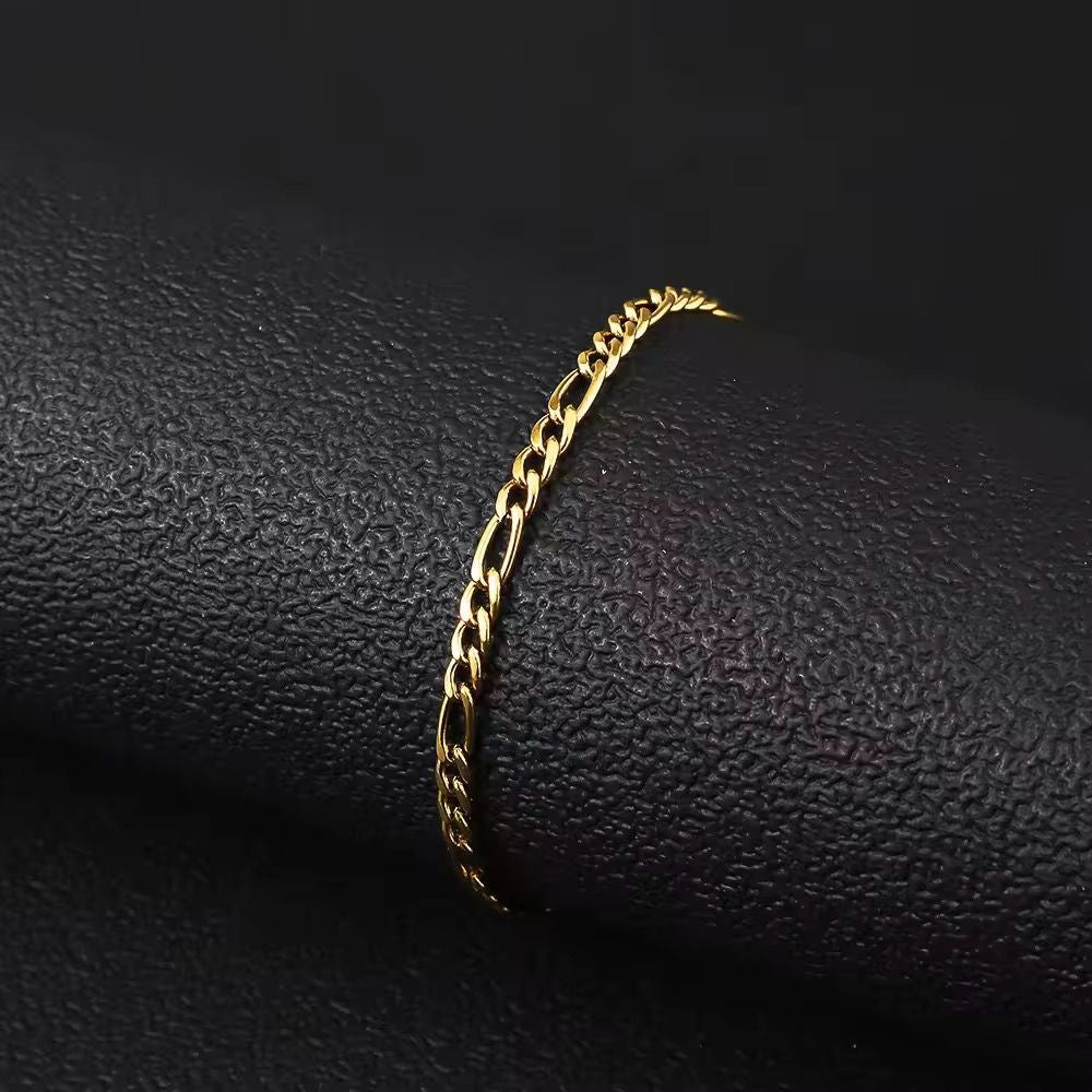 SJ 583 Figaro chain 3mm Bracelet - 18k Gold PVD plated stainless steel - Anti tarnish