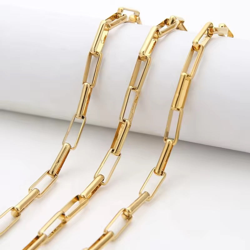 CN 371 Big Box link Chain 18k Gold PVD plated 316 Stainless steel ( 1 feet ) Anti tarnish