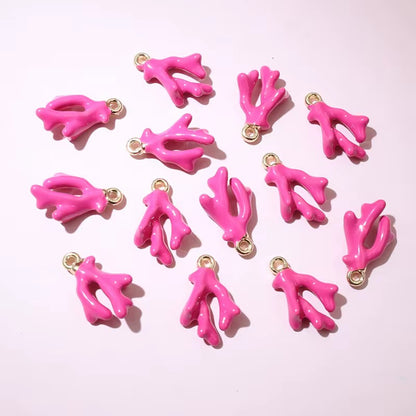 BBB 229 (e) Bright Pink Coral Branch 3D enamel charm ( 1 pc ) Tarnish Resistant ( 16:10:5 mm )