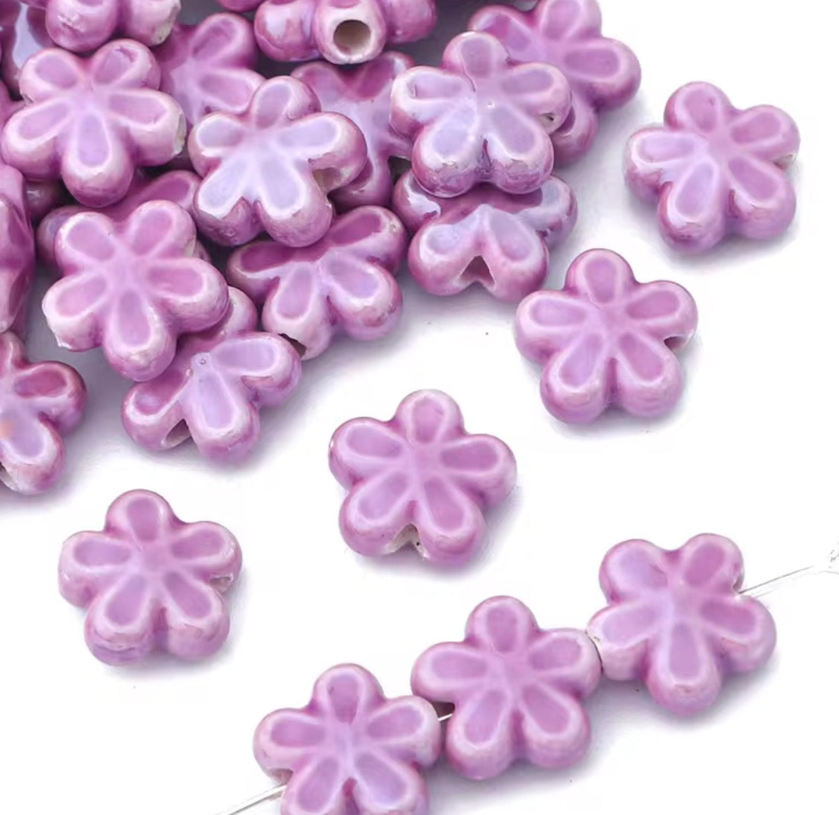 BBB 374 Floral Ceramic Bead ( 1 pc ) Porcelain Ceramic ( 12 mm )
