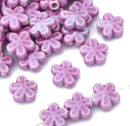 BBB 374 Floral Ceramic Bead ( 1 pc ) Porcelain Ceramic ( 12 mm )