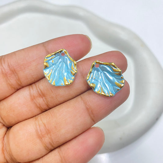 BBB 169 (D) Blue pearl with gold liner shiny luminous Acrylic bead ( 1 pc )