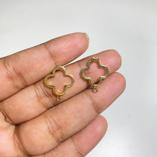 SS 3115 Clover 14k Gold plated Hook ( 2 pc ) Anti tarnish
