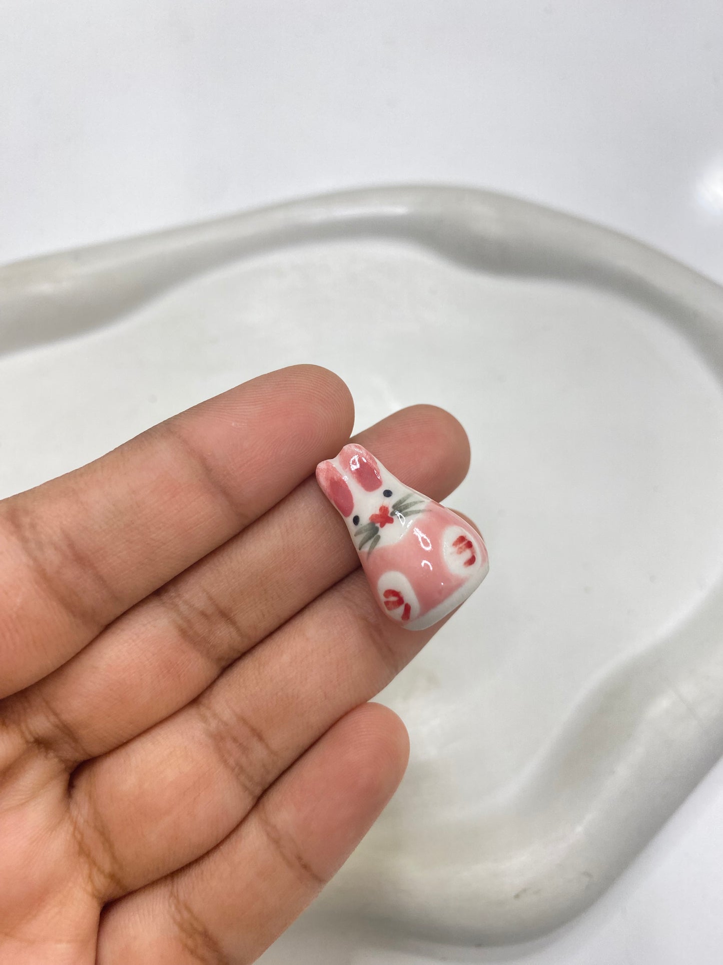 BBB 057 (5) Light pink Cute Rabbit porcelain ceramic bead ( 1 pc )