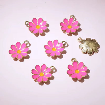 EC06I Cute Daisy Flower enamel charm ( 1 pc ) Tarnish Resistant ( 19:15 mm )