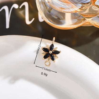 GPC15O Floral Zircon connector ( 1 pc ) 14k gold plated crystal charm