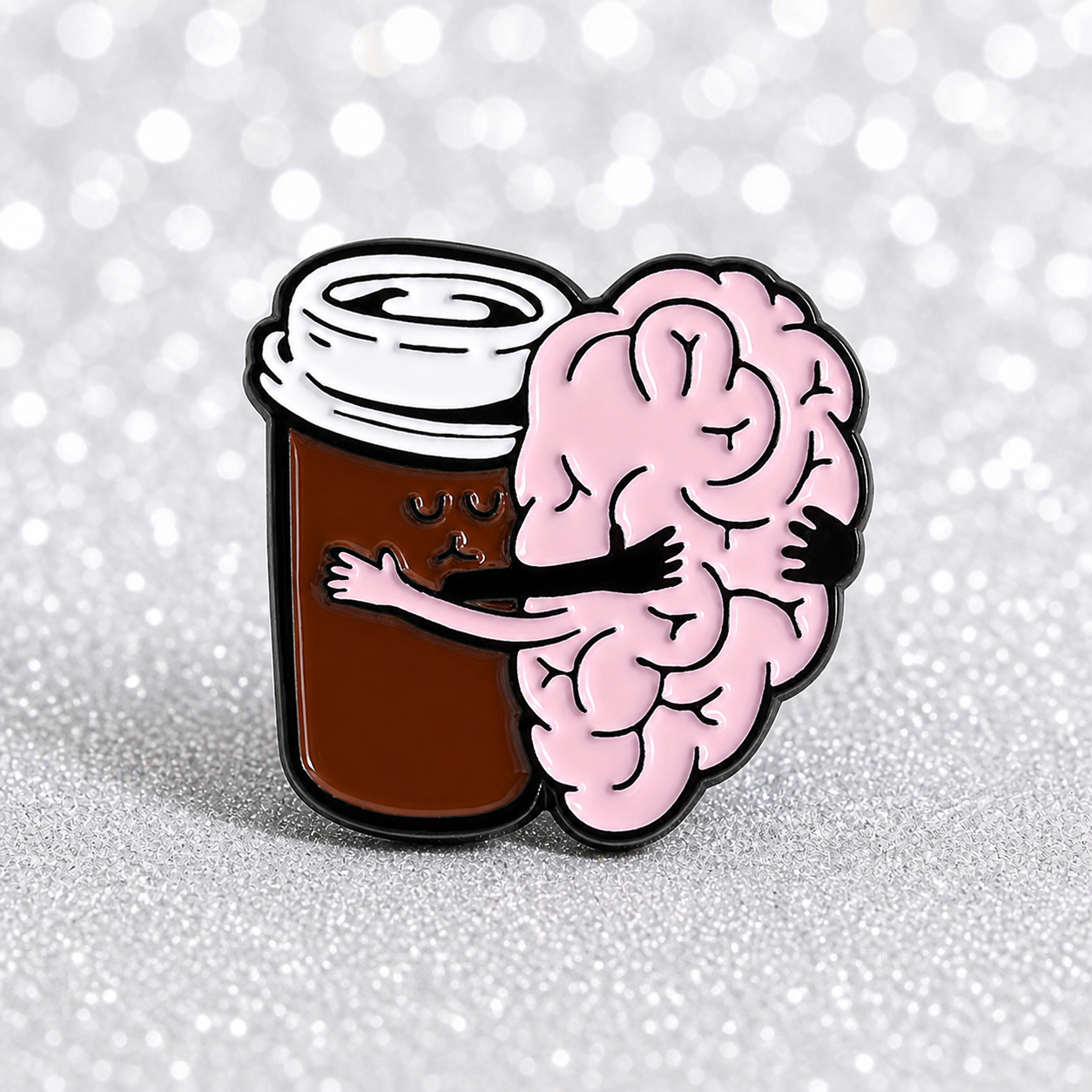 PK 109 Coffee Brain Enamel Pin Badge ( 1 pc ) Imported Premium Quality