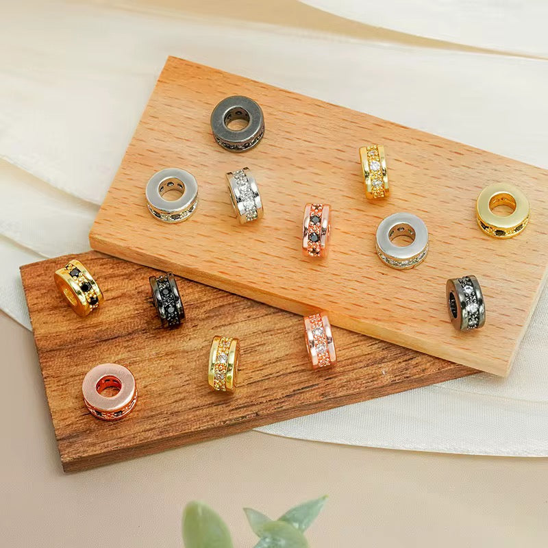 SS 1273 Zircon Round 14k Gold plated ( 1 pc ) Anti tarnish