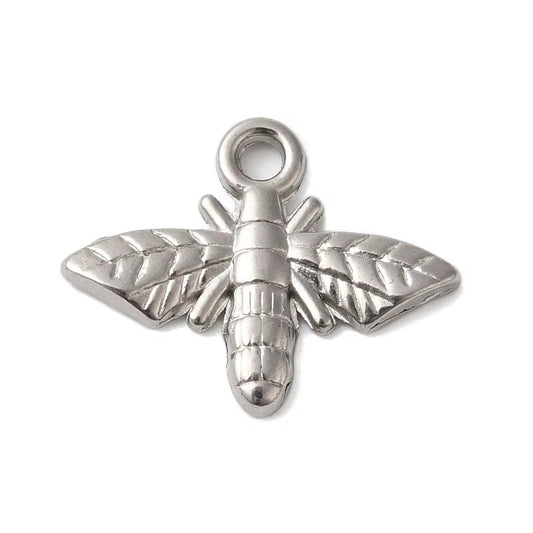 SS 3022 Bee Charm Platinum PVD plated stainless steel ( 1 piece ) Anti tarnish ( 10:13 mm )