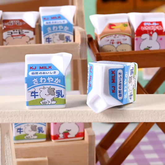 BBB 050 (e) Milk carton Kawai themed resin charm ( 1 pc ) with / without hook