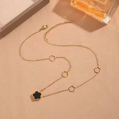 SJ 1088 Floral Double sided Necklace  - 18k Gold PVD plated stainless steel - Anti tarnish