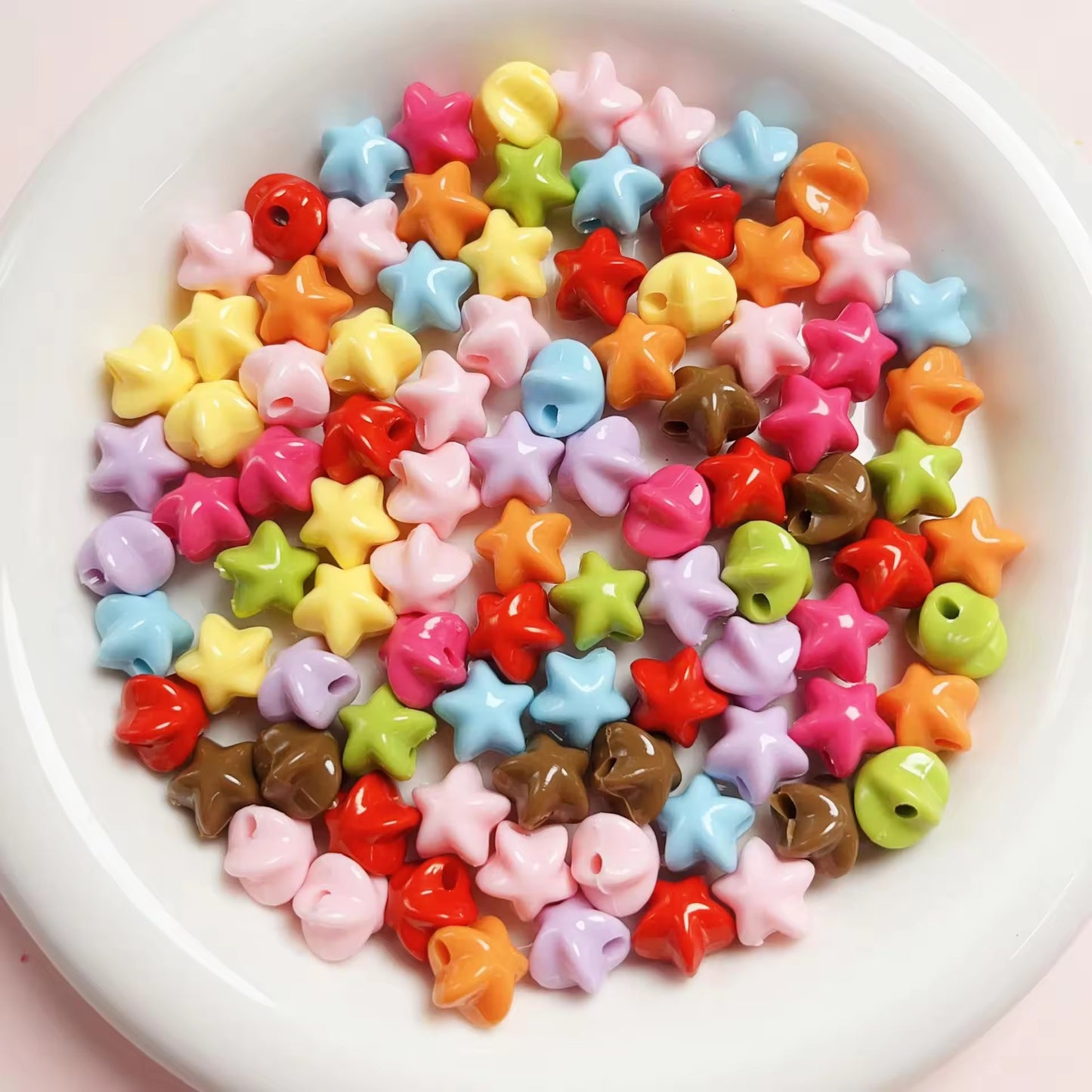 BBB 219 (g) Pastel Pink Star Bubble 3D Acrylic bead ( 1 pc ) UV Plated ( 13 mm )