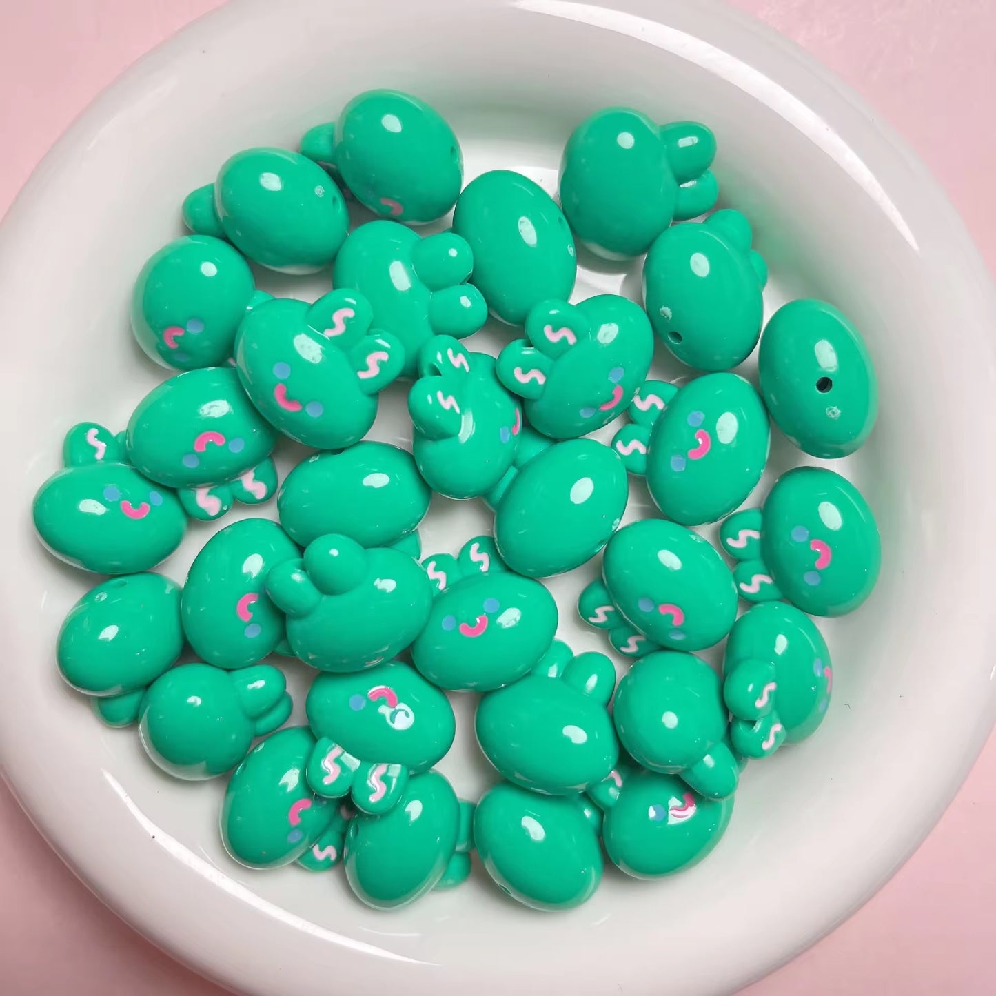 BBB 062 (l) Dark Green Cartoon Rabbit  Acrylic bead ( 1 pc )