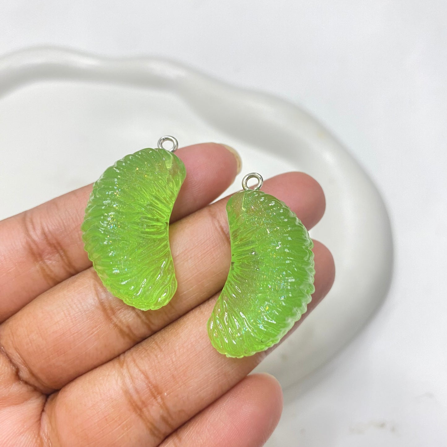 BBB 49 ( B ) green orange pulp fruit resin charm with hooks- per piece