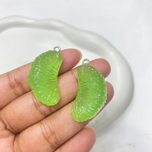 BBB 49 ( B ) green orange pulp fruit resin charm with hooks- per piece