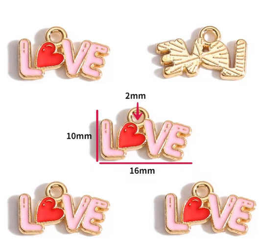 BBB 394 (i) Love Pink Enamel Charm ( 1 pc ) High Quality Shine