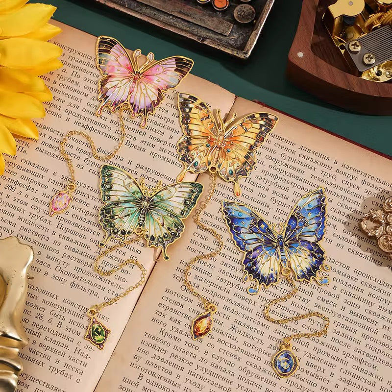 PK 40 Pinkish Blue Butterfly Metal Bookmark ( 1 pc ) Imported Premium Quality