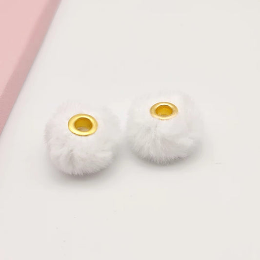 BBB 341 (a) White Pom Pom Bead ( 1 pc ) Fuzzy Fur ( 20 mm )