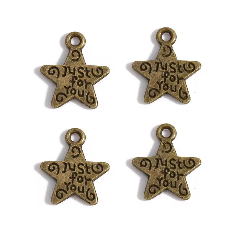 BBB 308 (b) Antique Star Metal charm ( 1 pc ) High quality Alloy ( 14:12 mm )
