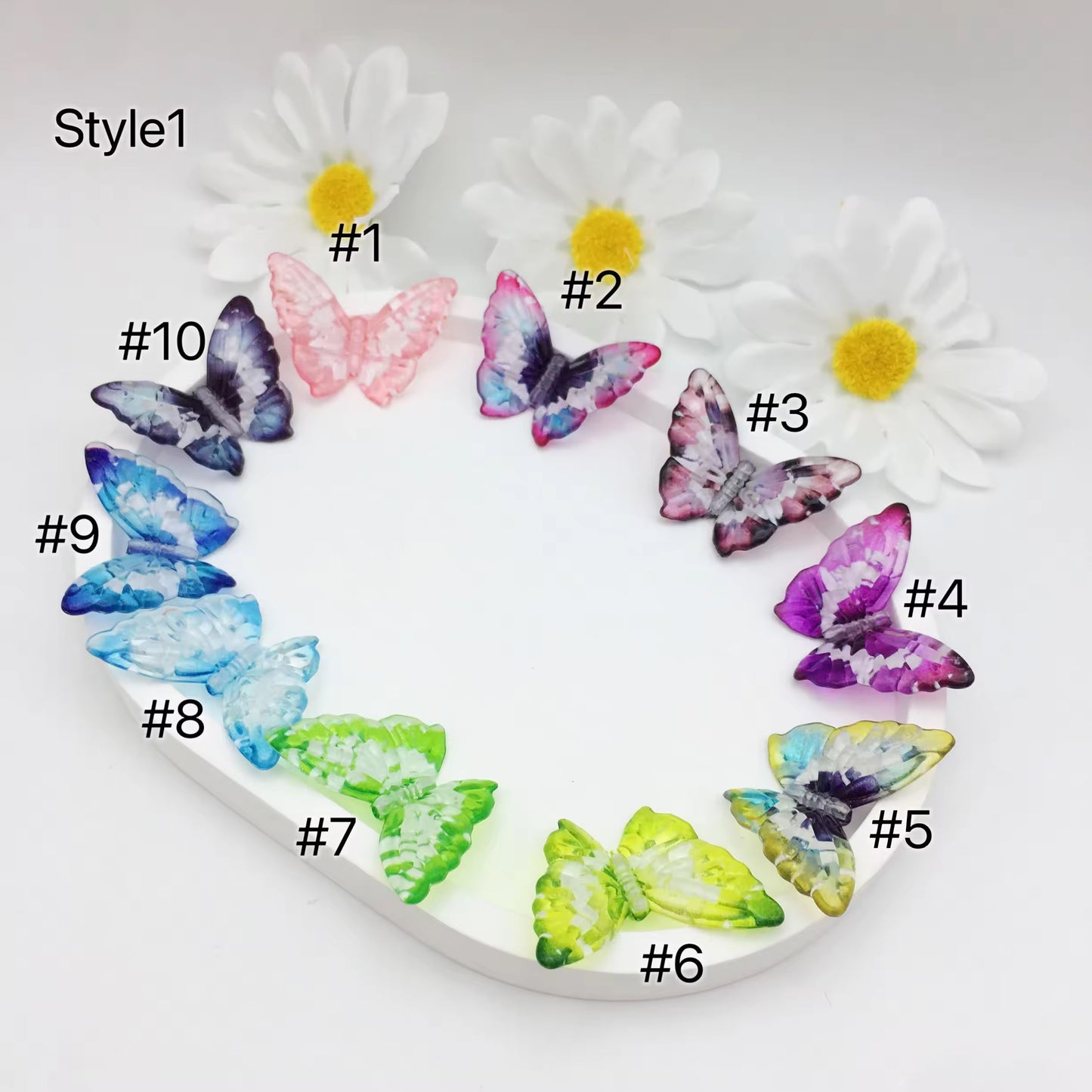 BBB 387 Butterfly ShinyBead ( 1 pc ) UV Plated Acrylic ( 40*30mm )