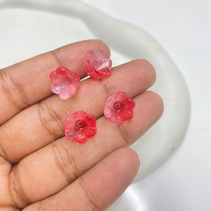 GB63B dual tone Red flower glass bead ( 1 pc )