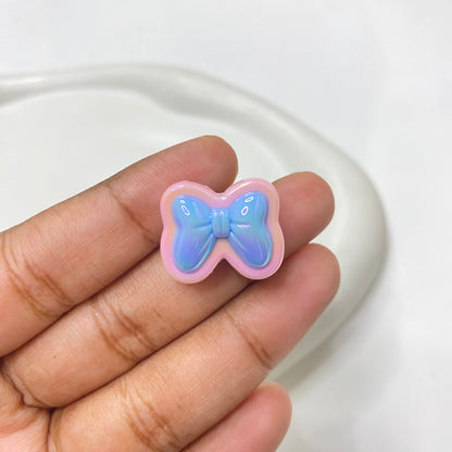 BBB 125 (C)  Bow uv plated shiny irrediscent Acrylic bead (1PC)