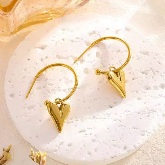 ESJ32A Heart Earrings 18K gold pvd plated