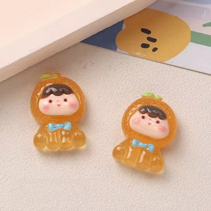 BBB 069 (c) Orange Fruit baby cartoon Kawai themed resin charm ( 1 pc ) with / without Hook