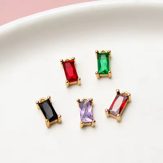 BBB 152 (B) Black Rectangle Zircon gold plated charm ( 1 pc ) - anti tarnish