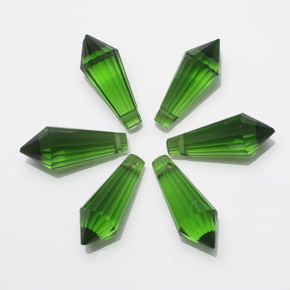 BBB 208 (e) Bright Green Pointed Crystal Bead Lampwork Prism glass charm ( 1 pc ) ( 8:20 mm )