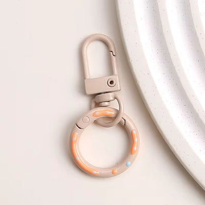 BBB 233 (h) Light Brown Candy baked paint Donut Buckle O Ring Keychain Clasp ( 1 pc ) Spring Clasp Key Ring ( 5.1:2.4 cm ) High Quality Alloy