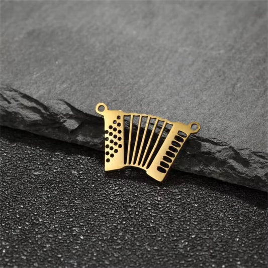 BBB 400 (o) Music Dainty Charm 18k gold PVD 316 Stainless steel ( 1 pc ) Anti tarnish ( 16*15mm )