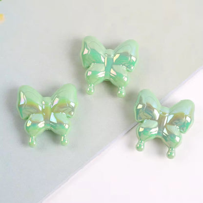 BBB 303 (b) Light Green Butterfly Holographic Shiny  Bead ( 1 pc ) UV Plated Acrylic ( 29:29 mm )