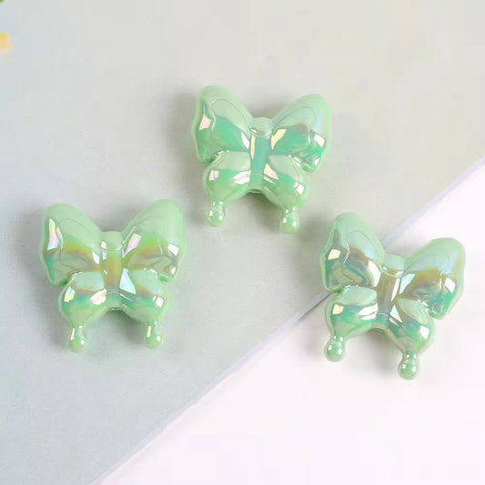 BBB 303 (b) Light Green Butterfly Holographic Shiny  Bead ( 1 pc ) UV Plated Acrylic ( 29:29 mm )