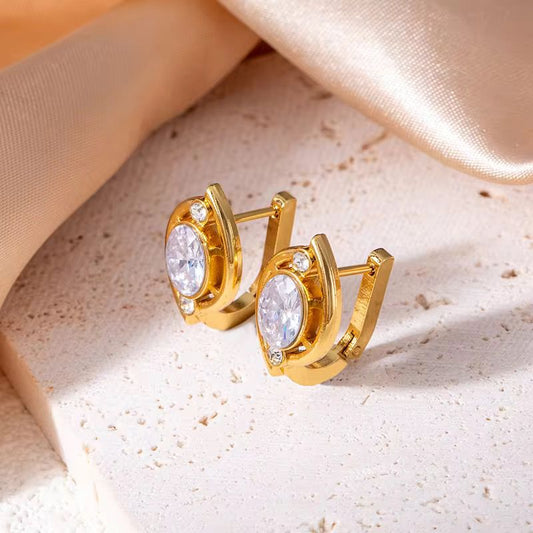 SJ 1100 Zircon hoop earring - 18k Gold PVD plated stainless steel - Anti tarnish