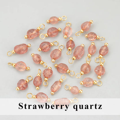 BBB 355 (e) Strawberry quartz Gemstone 18k gold plated charm ( 1 pc ) Anti tarnish