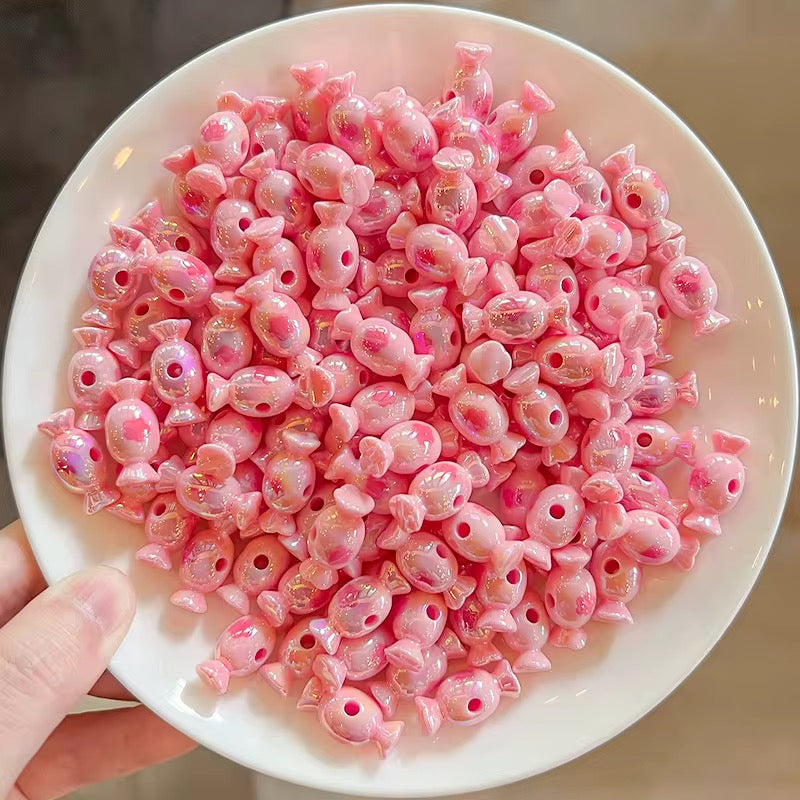 BBB 249 (b) Light pink Candy Double colour Luminous Shiny Bead ( 1 pc ) UV Plated Acrylic ( 20 mm )