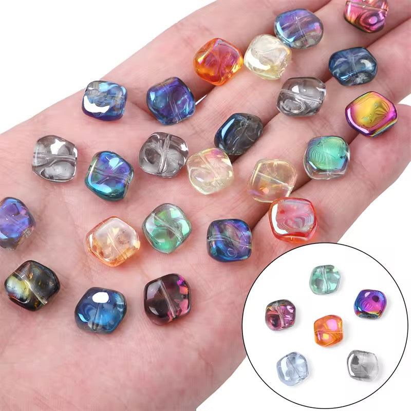 BBB 355 (e) Light Orange  Irregular Iridescent glass bead ( 1 pc ) Lampwork Bead