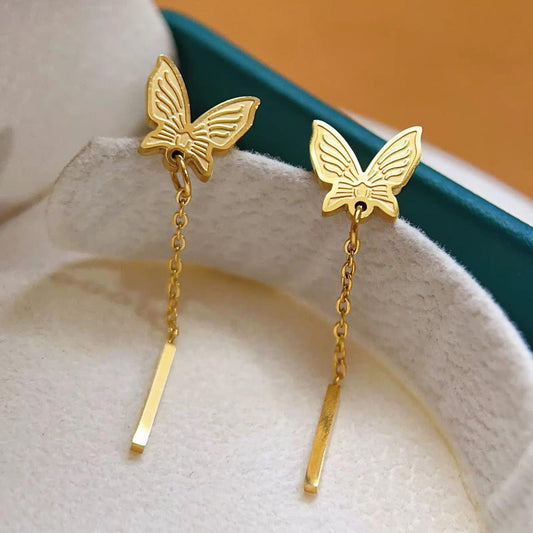 SJ 987 Butterfly Tassel Stud Earring - 18k Gold PVD plated stainless steel - Anti tarnish