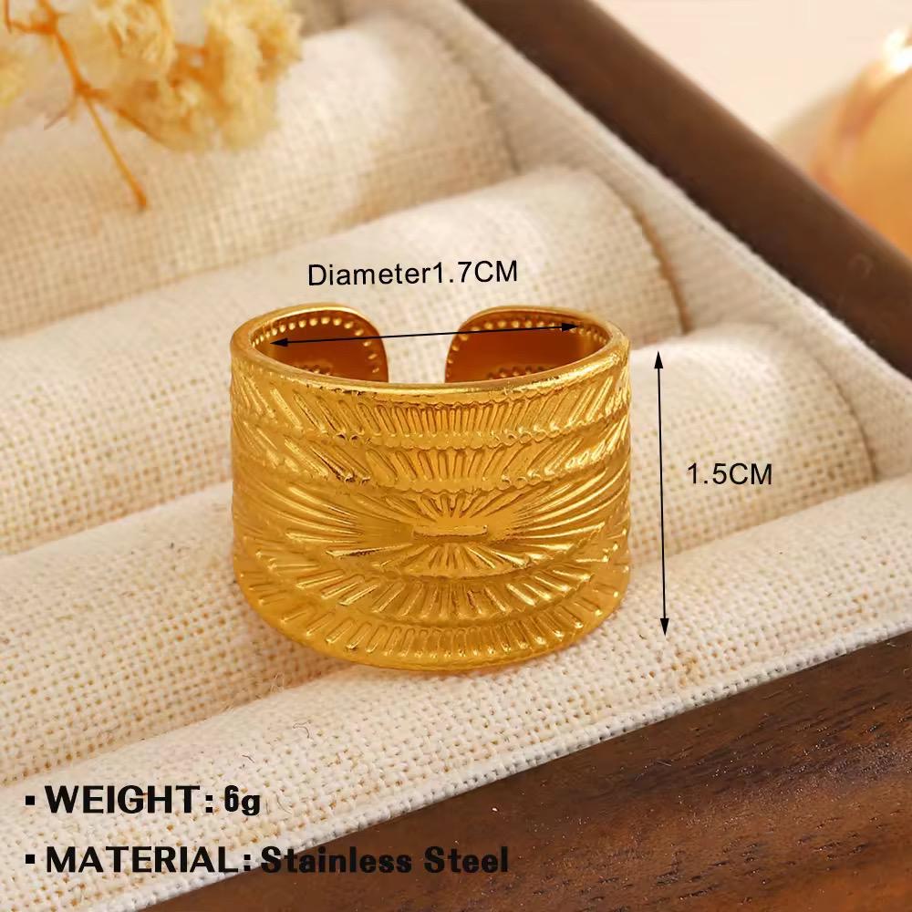 RSJ18B textured ring adjustable -  18k Gold PVD plated 316 stainless steel - Anti tarnish