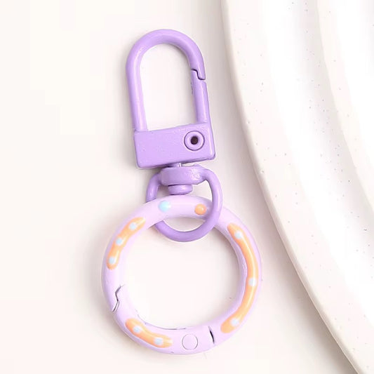 BBB 233 (e) Purple Candy baked paint Donut Buckle O Ring Keychain Clasp ( 1 pc ) Spring Clasp Key Ring ( 5.1:2.4 cm ) High Quality Alloy