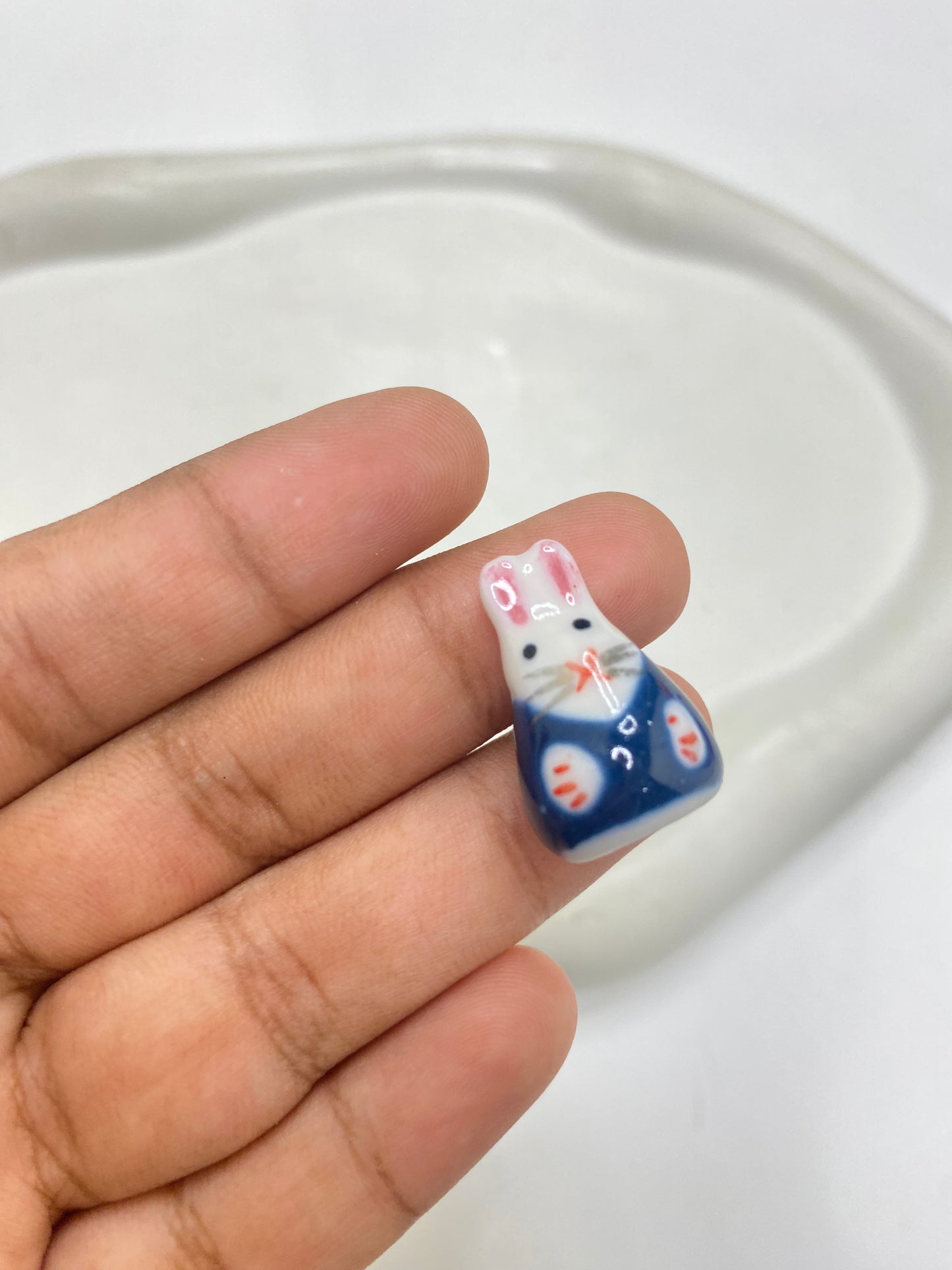 BBB 057 (4) Dark blue Cute Rabbit porcelain ceramic bead ( 1 pc )